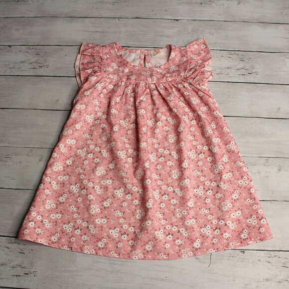 Baby Girl's Dress Size 24 Months Pink Floral Flutter Sleeve Summer - Picture 1 of 5